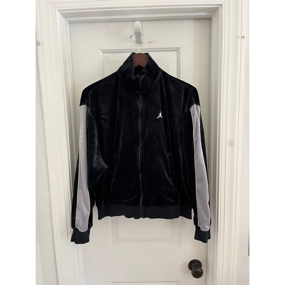 Jordan Velour Track Jacket Black‎ Silver